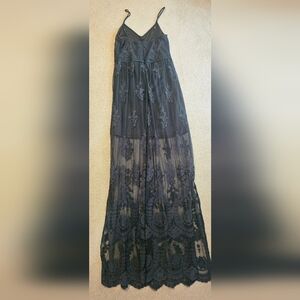 ALTAR'D STATE Hunter Green lace apolini maxi dress size Medium